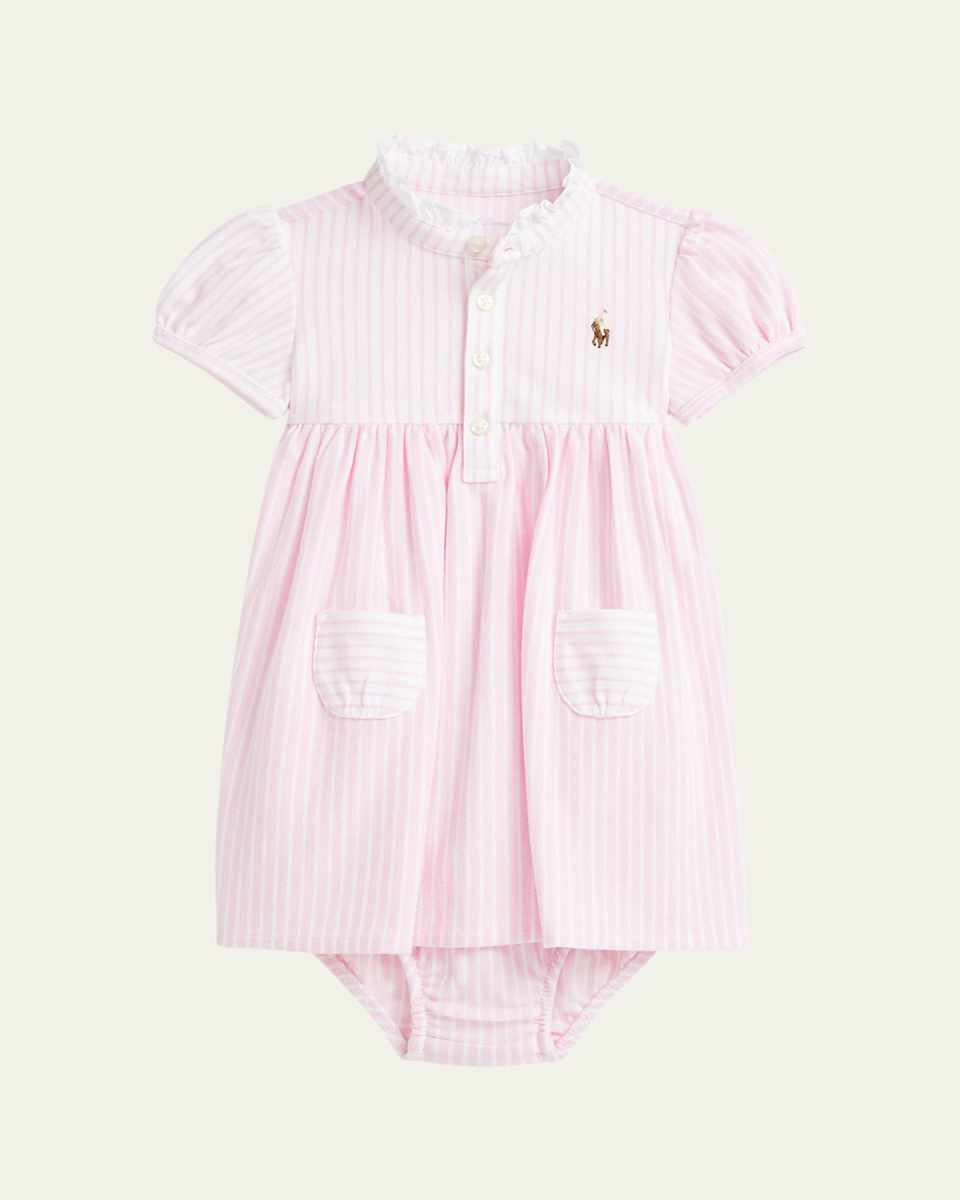 Girl's Striped Polo Shirtdress, Size 3M-24